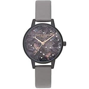 Olivia Burton Montre Analogique à Quartz pour Femme avec bracelet de cuir "vegan" Gris - Publicité