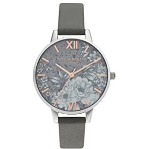 Olivia Burton Montre Analogique à Quartz pour Femme avec bracelet de cuir "vegan" Gris foncé - Publicité