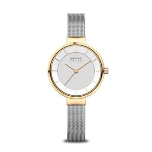 BERING Damen Uhr Solar Movement Solar Collection mit Edelstahl und Saphirglas 14631-XXX Armbandsuhren Wasserdicht: 5 ATM Argent / Or - Publicité