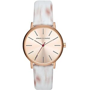 Armani Exchange Montre pour femme, mouvement trois aiguilles à quartz, boîtier en acier inoxydable de couleur rosegold de 36 mm avec bracelet en cuir, - Publicité