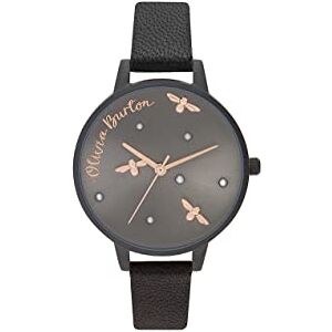 Olivia Burton Montre Analogique à Quartz pour Femme avec Bracelet en Cuir Noir - Publicité