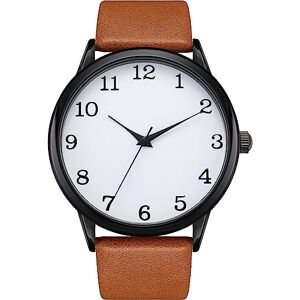 NUOVO Montres pour hommes en cuir marron pour hommes montres analogiques à quartz étanches pour hommes mode affaires, marron, Classique - Publicité