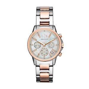 Armani Exchange Montre pour Femmes, Chronographe à Quartz, Boîtier en Acier Inoxydable de 36 mm, 2T/Rose avec Bracelet en Acier Inoxydable, - Publicité