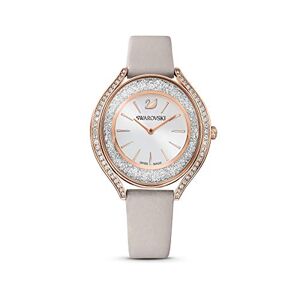 Swarovski Montre Crystalline Aura Femme, Cristaux Blancs, Bracelet en Cuir, Pvd Doré Rose et Acier Inoxydable - Publicité