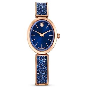 Swarovski Montre Crystal Rock Oval Apprêtée D'Un Bracelet en Métal Serti D'Un Pavage de Cristaux Bleus, en Placage de Ton Or Rose - Publicité