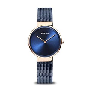 BERING Damen Uhr Quarz Movement Classic Collection mit Edelstahl und Saphirglas 14531-XXX Armbandsuhren Wasserdicht: 5 ATM Bleu/Or Rose, 31 - Publicité