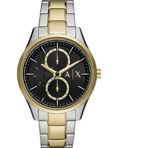 Armani Exchange Montre pour homme, multifonction à quartz, boîtier en acier inoxydable 2t/or de 42 mm avec bracelet en acier inoxydable, - Publicité