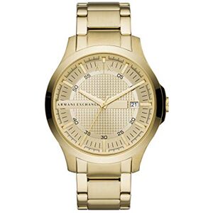 Armani Exchange Montre pour Homme, Mouvement à Trois Aiguilles avec Date, Boîtier en Acier Inoxydable Doré de 46 mm avec Bracelet en Acier Inoxydable, - Publicité