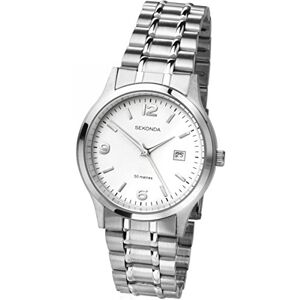 Sekonda Montre Quartz Homme 39.00mm avec Cadran Blanc analogique et Bracelet en Bracelet en Acier Argent - Publicité