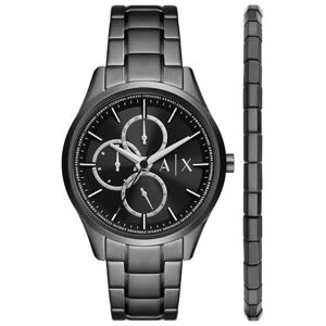 Armani Exchange Coffret montre multifonction, en acier inoxydable, noir, avec bracelet, pour homme, - Publicité