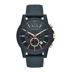 Armani Exchange Montre pour Homme, Mouvement Chronographe, Boîtier en Nylon Bleu de 47 mm avec Bracelet en Silicone, - Publicité