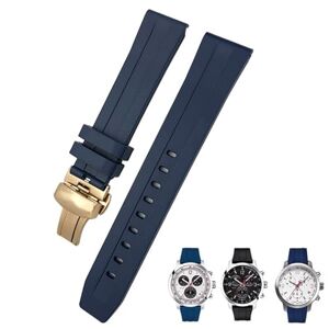 EEOMOiK Bracelet de montre en caoutchouc et Silicone, 20mm, 19mm, 21mm, 22mm, pour Tissot Le Locle T006 T114 PRC200, Bracelet étanche à boucle papillon (Color : Blue Rose, Size : 21mm) - Publicité