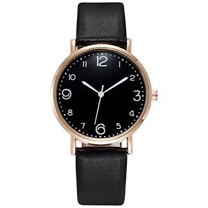 TianWlio Montre Femme Élégant Etanche Analogique Quartz avec Bracelet en Cuir Ajustable Montre Simple Chiffre Cadran Design Décontractée Montre Cadeau pour Femme (Black, One Size) - Publicité