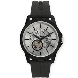 Armani Exchange Montre pour homme , mouvement à trois aiguilles, boîtier en nylon noir de 44 mm avec bracelet en silicone, - Publicité