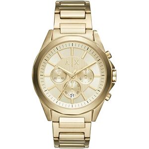 Armani Exchange Montre pour Homme, Chronographe Plant, 44 mm Acier Doré avec Bracelet en Acier Inoxydable, - Publicité