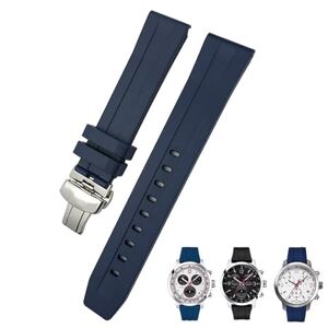 MODBAND Bracelet de montre en caoutchouc et Silicone, 20mm, 19mm, 21mm, 22mm, pour Tissot Le Locle T006 T114 PRC200, Bracelet étanche à boucle papillon (Color : Blue Silver, Size : 21mm) - Publicité