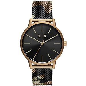 Armani Exchange Montre pour homme, mouvement trois aiguilles à quartz, boîtier en acier inoxydable de 42 mm avec bracelet en maille d'acier inoxydable, - Publicité