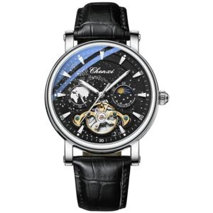 DAXIAOYU Montre mécanique automatique pour homme Montre à tourbillon de luxe étanche et lumineuse Chronographe, noir/argenté, Entreprise - Publicité