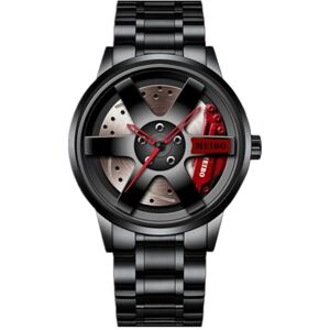 JOATVEE Montre pour Hommes à Cadran à étrier de Course de Roues de Mode Montre étanche à Quartz pour Hommes à Roues Noires éblouissantes décontractées et polyvalentes - Publicité