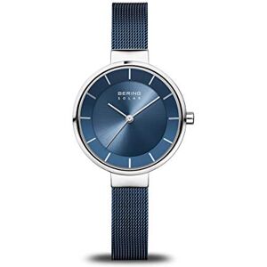 BERING Damen Uhr Solar Movement Solar Collection mit Edelstahl und Saphirglas 14631-XXX Armbandsuhren Wasserdicht: 5 ATM Bleu, 31 - Publicité