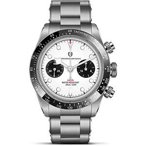 TYBERLEY Pagani Design 1718 Montre à Quartz Vintage pour Homme Cadran Panda VK64 Mouvement en Acier Inoxydable Étanche jusqu'à 100 m Montre chronographe, Blanc, Classique - Publicité