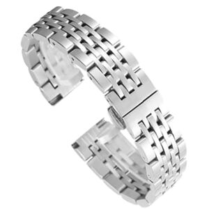 dayeer Convient pour Tissot Le Locle T41 bracelet de montre plat solide en acier inoxydable à sept perles avec boucle papillon bracelets de montre de remplacement (Color : Silver, Size : 18mm) - Publicité
