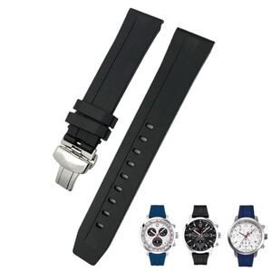 EEOMOiK Bracelet de montre en caoutchouc et Silicone, 20mm, 19mm, 21mm, 22mm, pour Tissot Le Locle T006 T114 PRC200, Bracelet étanche à boucle papillon (Color : Black Silver, Size : 21mm) - Publicité