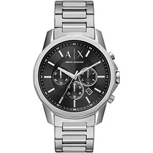 Armani Exchange Montre pour Homme, Mouvement Chronographe, Boîtier en Acier Inoxydable de 44 mm avec Bracelet en Acier Inoxydable, - Publicité