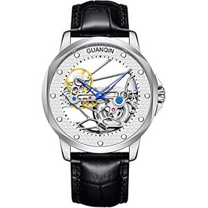 GUANQIN Montre Squelette Tourbillon mécanique Automatique pour Homme Acier Inoxydable Cuir et Caoutchouc Cristal Saphir Étanche Remontage Automatique Lumineuse - Publicité