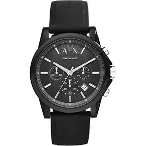 Armani Exchange Montre pour Homme, Mouvement Chronographe, Boîtier en Acier Inoxydable Noir de 44 mm avec Bracelet en Silicone, AX1326 - Publicité