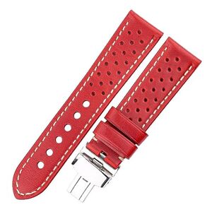 EDVENA Bracelets De Montre En Cuir Véritable Bracelets Respirants Compatibles Avec Galaxy Watch 4/5 20 22mm Fermoir De Déploiement De Bracelet De Montre (Color : Red, Size : 20mm) - Publicité