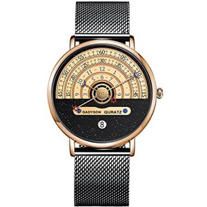 Mokeum Montres Homme,Astrolabe Tendance Minimaliste,Montre étanche en Acier Inoxydable pour Homme,avec Bracelet Milanaise,Montre avec Fonction Calendrier - Publicité