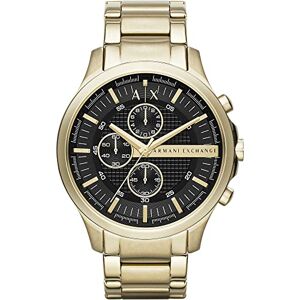 Armani Exchange Montre pour Homme, Chronographe à Quartz, Boîtier en Acier Inoxydable Doré de 46 mm avec Bracelet en Acier Inoxydable, - Publicité