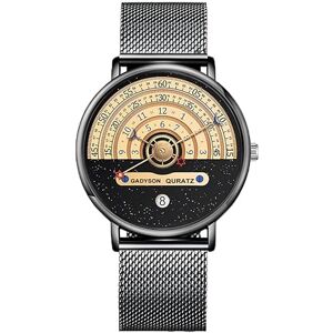 YUEYUEKE Montres Homme, Astrolabe Tendance Minimaliste,Montre étanche en Acier Inoxydable pour Homme,avec Bracelet Milanaise,Montre avec Fonction Calendrier (Rose avec Bracelet Noir) - Publicité