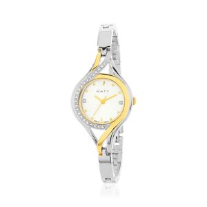 Montre femme acier bicolore jaune bracelet mÃ©tal- MATY