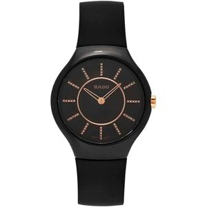 OUTLET -Montre Rado True Thinline femme céramique noire bracelet caoutchouc noir