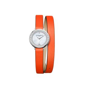 BAUME ET MERCIER OUTLET -Montre Baume & Mercier Promesse femme acier bracelet double tour cuir orange