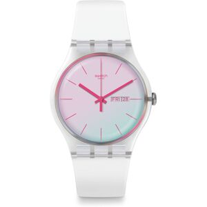 Montre Swatch New gent biosourced Polawhite mixte matériau biosourcé bracelet silicone blanc- MATY - Publicité