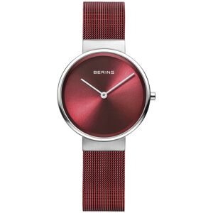 Montre Bering femme acier chromÃ© milanais rouge- MATY - Publicité