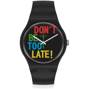 Montre Swatch mixte plastique noir- MATY - Publicité