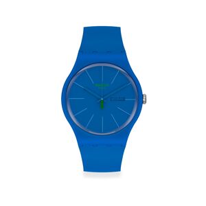 Montre Swatch mixte plastique bleu- MATY - Publicité