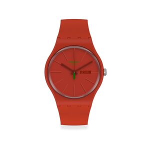 Montre Swatch mixte plastique rouge- MATY - Publicité