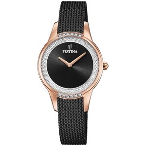 Montre Festina femme acier dorÃ© rose bracelet acier noir maille milanaise- MATY