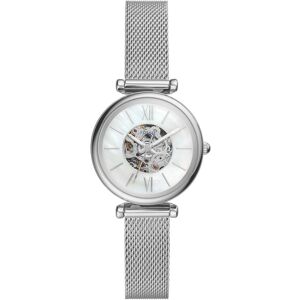 Montre FOSSIL femme automatique, bracelet acier inoxydable gris argent- MATY - Publicité