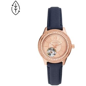 Montre FOSSIL femme automatique acier dorÃ© rose bracelet cuir bleu marine- MATY - Publicité