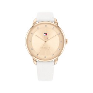 Montre TOMMY HILFIGER Paige femme acier dorÃ© rose bracelet cuir blanc- MATY