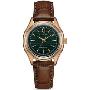 Montre CITIZEN platform classic femme eco-drive acier dorÃ© jaune bracelet cuir marron- MATY