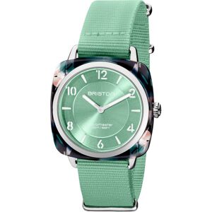 Montre BRISTON clubmaster chic femme bracelet tissu vert clair- MATY