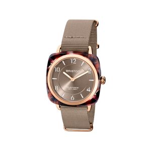 Montre BRISTON clubmaster chic femme bracelet tissu taupe- MATY