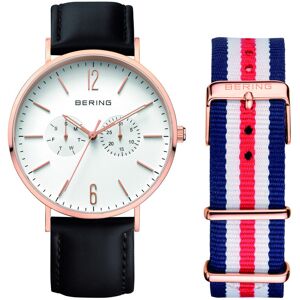 OUTLET -Montre Bering homme acier dorÃ© rose cuir et nato - Publicité